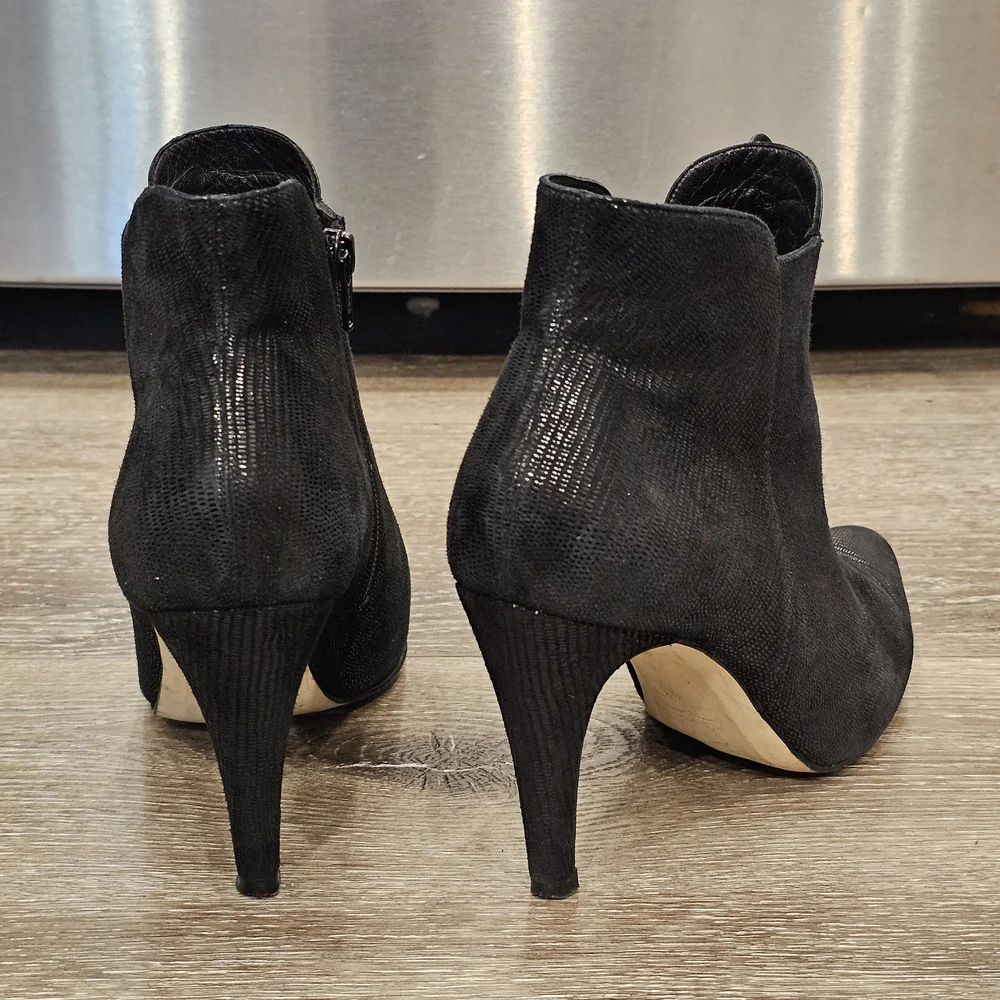 LANVIN Paris Black Shimmery Ankle Booties